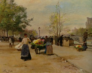 Flower sellers near bridge